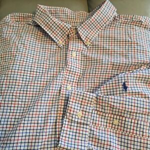 Ralph Lauren Mens 4XB Big Tall Tattersall Check Button Down Shirt Red Blue White